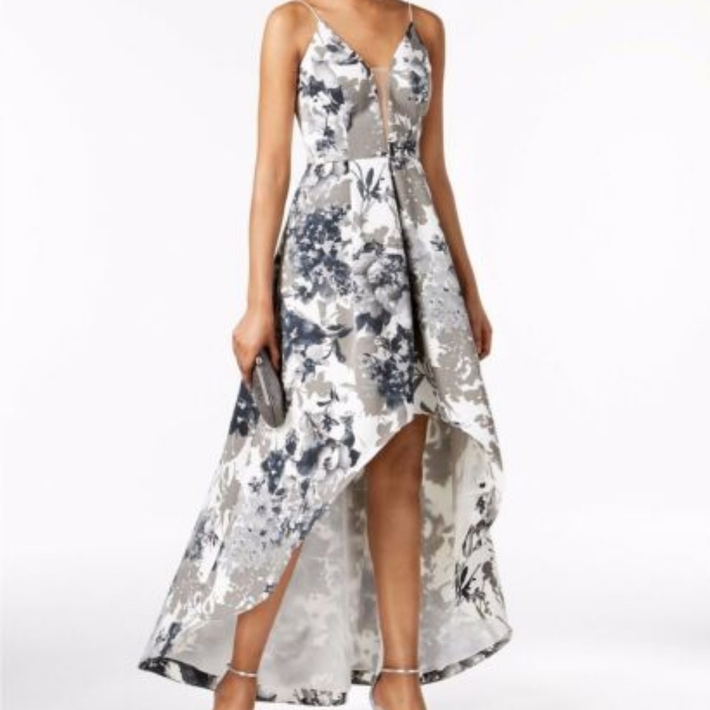 NWT Adrianna Papell Floral High-Low Floral Gown